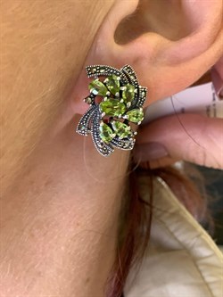 *Серьги Микс Марказит Хризолит арт. HE878-805 вес 8.54 г - фото 313631 *Серьги Микс Марказит Хризолит арт. HE878-805 вес 8.54 г - фото 313631