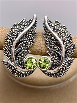 *Серьги Микс Марказит Хризолит арт. HE0001-497 вес 7,7 г - фото 313634 *Серьги Микс Марказит Хризолит арт. HE0001-497 вес 7,7 г - фото 313634