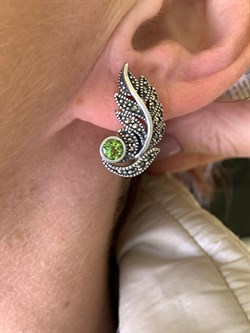 *Серьги Микс Марказит Хризолит арт. HE0001-497 вес 7,7 г - фото 313638 *Серьги Микс Марказит Хризолит арт. HE0001-497 вес 7,7 г - фото 313638