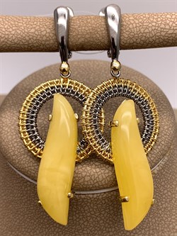 *Серьги Янтарь арт. 63020112591-232, (Вес 10,73г) - фото 314051