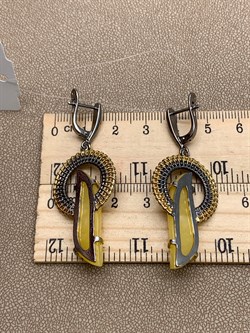 *Серьги Янтарь арт. 63020112591-232, (Вес 10,73г) - фото 314053