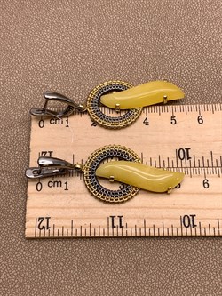 *Серьги Янтарь арт. 63020112591-232, (Вес 10,73г) - фото 314054