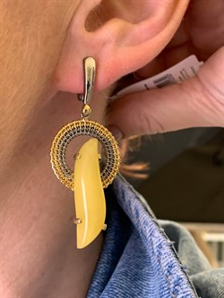 *Серьги Янтарь арт. 63020112591-232, (Вес 10,73г) - фото 314055