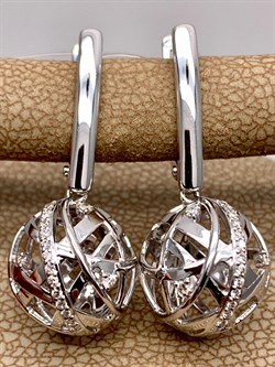 *Серьги Белый бр цв Белое арт. 23444-200-600 вес 5,51 г - фото 314473