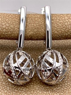 *Серьги Белый бр цв Белое арт. 23444-200-600 вес 5,51 г - фото 314474