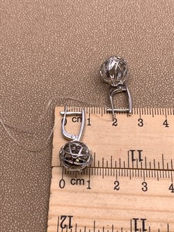 *Серьги Белый бр цв Белое арт. 23444-200-600 вес 5,51 г - фото 314476