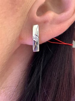 *Серьги Белый бр цв Белое арт. 22956-200-920 вес 2,9 г - фото 314493