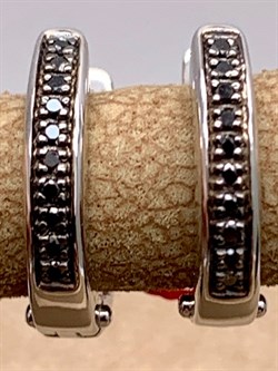 *Серьги Черный бр цв Белое арт. 2671-213-621 вес 1,82 г - фото 314679