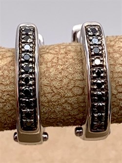 *Серьги Черный бр цв Белое арт. 2671-213-621 вес 1,82 г - фото 314682