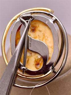 *Брошь Янтарь арт. 43060108519-677 (Вес 8,95г) - фото 314698