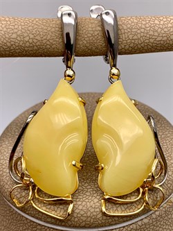 *Серьги Янтарь арт. 73020102519-557, (Вес 8,96г) - фото 314832