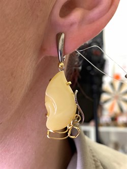 *Серьги Янтарь арт. 73020102519-557, (Вес 8,96г) - фото 314833