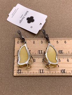 *Серьги Янтарь арт. 73020102519-557, (Вес 8,96г) - фото 314835