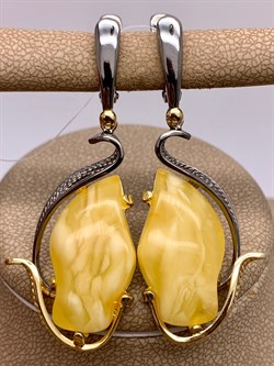 *Серьги Янтарь арт. 43020116546-804, (Вес 9,68г) - фото 314884