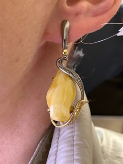 *Серьги Янтарь арт. 43020116546-804, (Вес 9,68г) - фото 314885