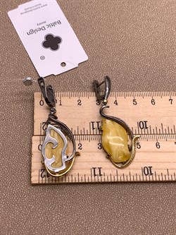 *Серьги Янтарь арт. 43020116546-804, (Вес 9,68г) - фото 314887