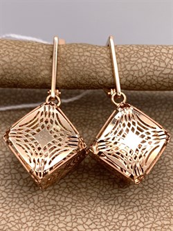 *Серьги Кубики цв Красное арт. 02-3800-00-000-1110-48-271 вес 3,92 г - фото 314954