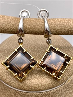 *Серьги Раухтопаз Дымчатый Кварц Арт 2326 Вес 8,73 г - фото 315041