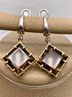 *Серьги Раухтопаз Дымчатый Кварц Арт 2326 Вес 8,73 г - фото 315042