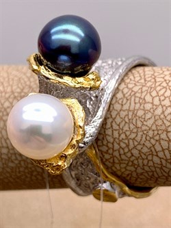 *Кольцо р.16 Поцелуйчик Жемчуг Арт 1207-8,55 Вес 8,55 г - фото 315100