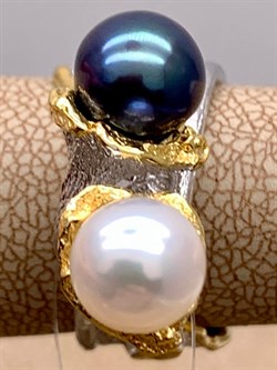 *Кольцо р.16 Поцелуйчик Жемчуг Арт 1207-8,55 Вес 8,55 г - фото 315102