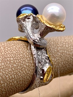 *Кольцо р.16 Поцелуйчик Жемчуг Арт 1207-8,55 Вес 8,55 г - фото 315104