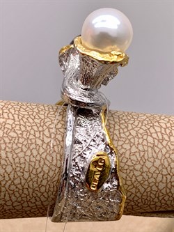 *Кольцо р.16 Поцелуйчик Жемчуг Арт 1207-8,55 Вес 8,55 г - фото 315105