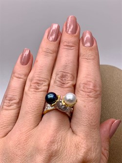 *Кольцо р.16 Поцелуйчик Жемчуг Арт 1207-8,55 Вес 8,55 г - фото 315107