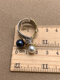 *Кольцо р.16 Поцелуйчик Жемчуг Арт 1207-8,55 Вес 8,55 г - фото 315108