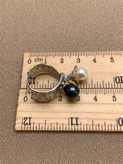 *Кольцо р.16 Поцелуйчик Жемчуг Арт 1207-8,55 Вес 8,55 г - фото 315109