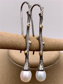 *Серьги Белый Жемчуг Арт 2156-жемчуг Вес 5,84 г - фото 315113