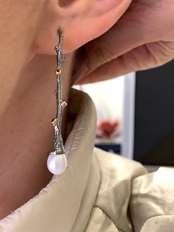 *Серьги Белый Жемчуг Арт 2156-жемчуг Вес 5,84 г - фото 315116