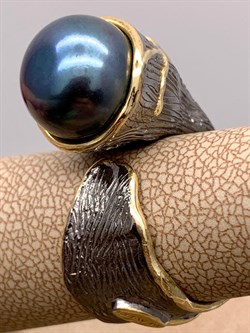 *Кольцо р.17 Улитка Черный Жемчуг Арт 1087 Вес 14,96 г - фото 315142 *Кольцо р.17 Улитка Черный Жемчуг Арт 1087 Вес 14,96 г - фото 315142