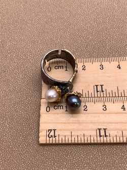 *Кольцо р.17 Поцелуйчик Жемчуг Микс Арт 1207-8,89 Вес 8,89 г - фото 315161