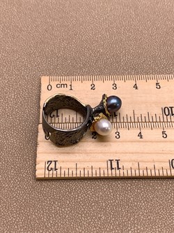 *Кольцо р.17 Поцелуйчик Жемчуг Микс Арт 1207-8,89 Вес 8,89 г - фото 315162