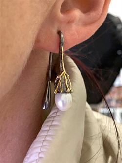 *Серьги Петли Белый Жемчуг Арт 2095-10,25 Вес 10,25 г - фото 315167 *Серьги Петли Белый Жемчуг Арт 2095-10,25 Вес 10,25 г - фото 315167