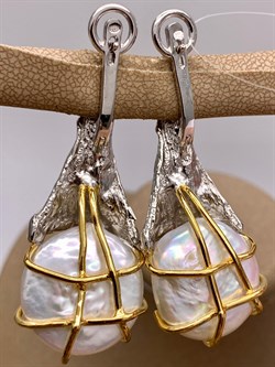 *Серьги Белый Жемчуг Барокко Арт 2110-20,44 Вес 20,44 г - фото 315181