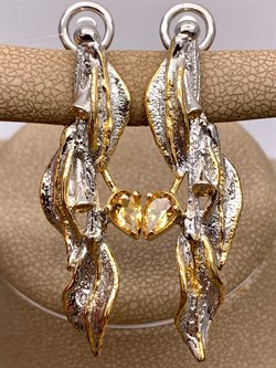 *Серьги Цитрин Урал Арт 2191 Вес 10,49 г - фото 315276