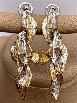 *Серьги Цитрин Урал Арт 2191 Вес 10,49 г - фото 315277