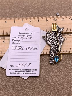 *Подвеска Голубой Топаз Арт 3127-939 Вес 8,98 г - фото 315315 *Подвеска Голубой Топаз Арт 3127-939 Вес 8,98 г - фото 315315