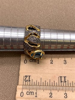 *Кольцо р.17,5 Голубой Топаз Свисс Арт 1085-топаз Вес 8,72 г - фото 315360