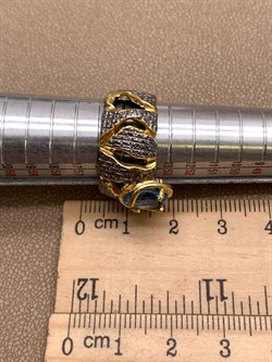 *Кольцо р.17,5 Голубой Топаз Свисс Арт 1085-топаз Вес 8,72 г - фото 315361