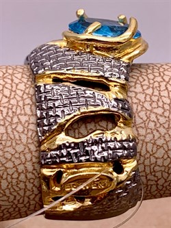 *Кольцо р.17,5 Голубой Топаз Свисс Арт 1085-топаз Вес 8,72 г - фото 315365