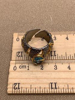 *Кольцо р.17,5 Голубой Топаз Свисс Арт 1085-топаз Вес 8,72 г - фото 315371