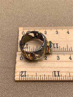 *Кольцо р.17,5 Голубой Топаз Свисс Арт 1085-топаз Вес 8,72 г - фото 315372