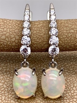 *Серьги Опал Эфиопия арт. С1364Ю/Ag-617/5-006 вес 3,74 г - фото 315400