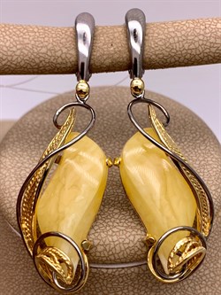 *Серьги Янтарь арт. 73020111546-419, (Вес 11,1г) - фото 315456