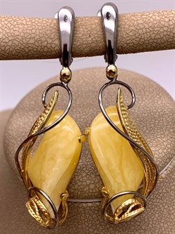 *Серьги Янтарь арт. 73020111546-419, (Вес 11,1г) - фото 315458