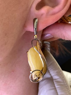 *Серьги Янтарь арт. 73020111546-419, (Вес 11,1г) - фото 315459