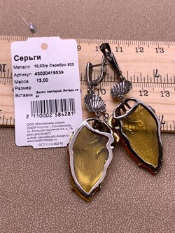 *Серьги Янтарь арт. 43020419539-281, (Вес 13г) - фото 315604 *Серьги Янтарь арт. 43020419539-281, (Вес 13г) - фото 315604